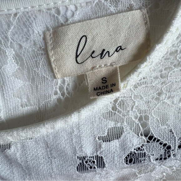 LENA White Lace Dress Size S Cap Sleeve Mini Bridal Rehearsal Cute Feminine - Picture 12 of 13